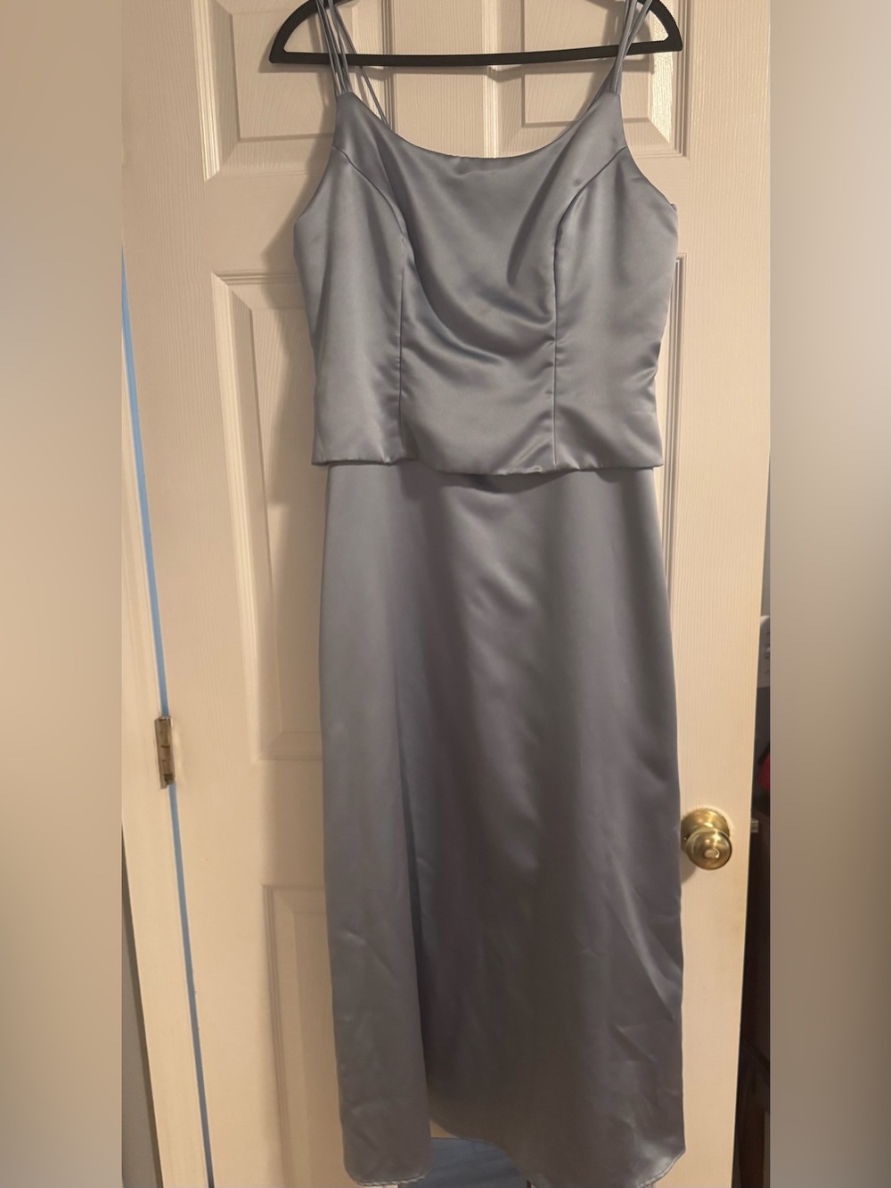Alfred Angelo Satin Formal Dress in Dusty light Blue